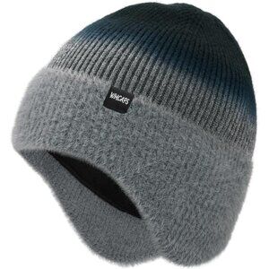Unisex Tie-day Grey Fleece Thermal Lined Knit Warm Earflap Classic Stocking Cap